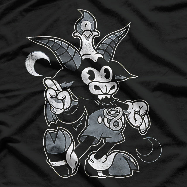 Baphomet Vintage Creepy Cute Cartoon Goat with Occult Charm T-Shirt