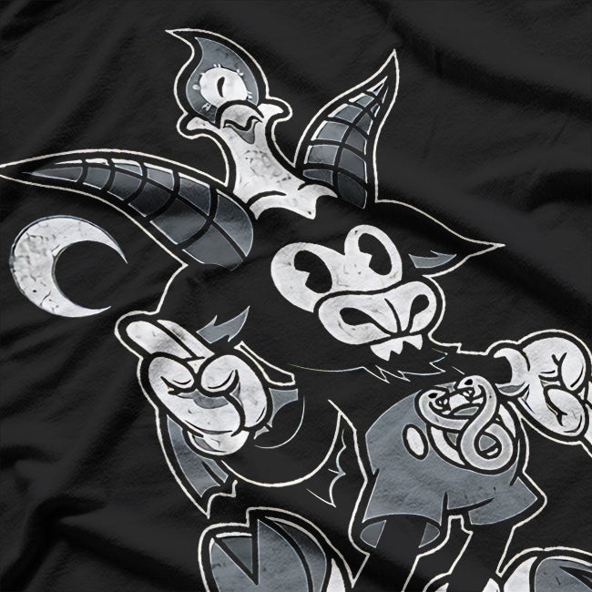 Baphomet Vintage Creepy Cute Cartoon Goat with Occult Charm T-Shirt