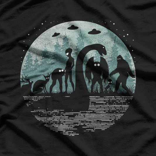 Bigfoot, Loch Ness Monster, Mothman, and Aliens T-Shirt