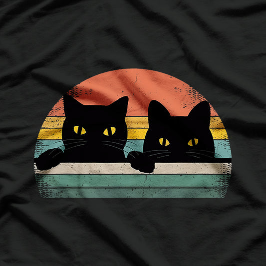 Black Cat Vintage Retro Style T-Shirt