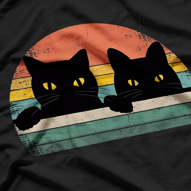 Black Cat Vintage Retro Style T-Shirt