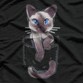 Siamese Cat In A Pocket T-Shirt