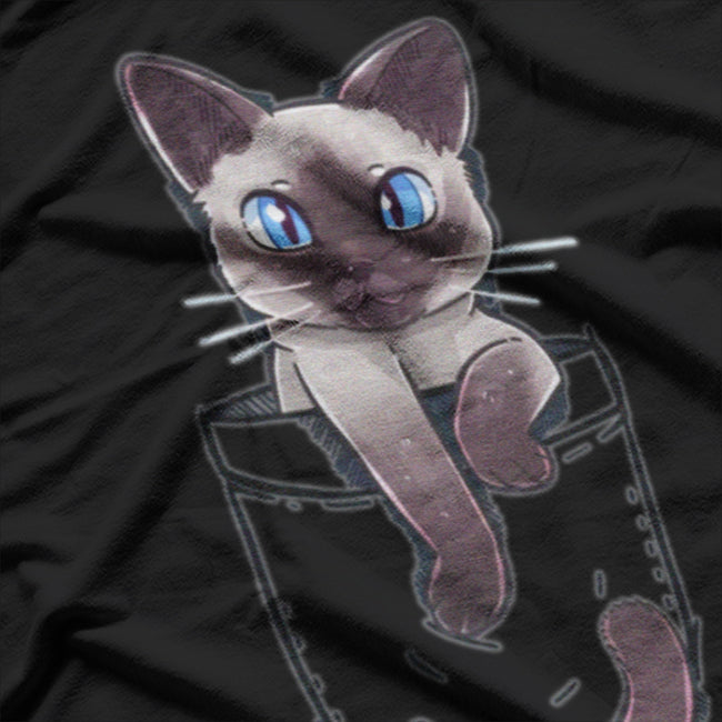 Siamese Cat In A Pocket T-Shirt
