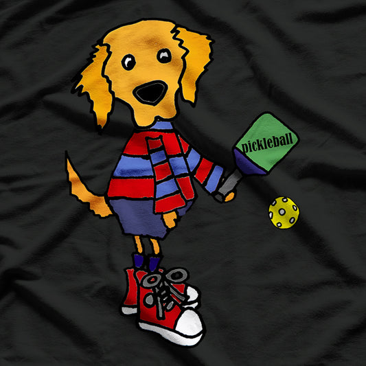 Funny Golden Retriever Dog Playing Pickleball T-Shirt