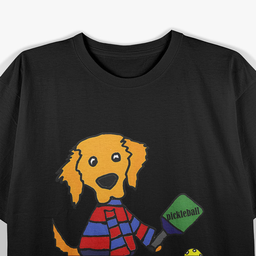 Funny Golden Retriever Dog Playing Pickleball T-Shirt
