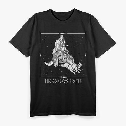 Goddess Freyja Norse Icon with Sacred Cats T-Shirt