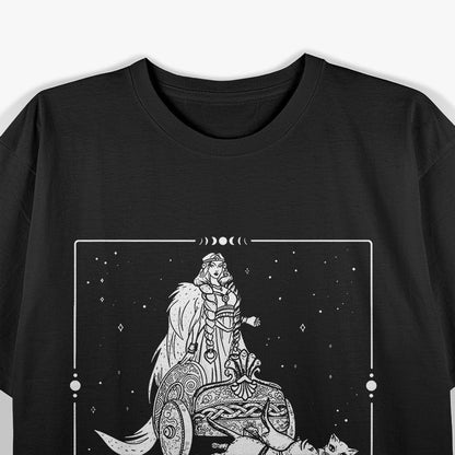 Goddess Freyja Norse Icon with Sacred Cats T-Shirt