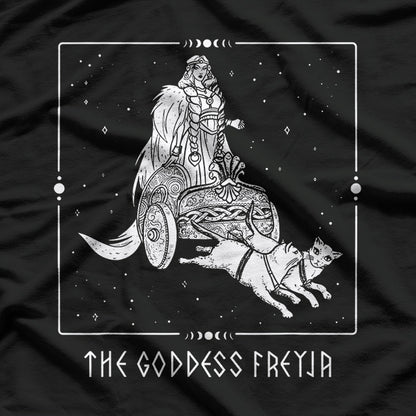 Goddess Freyja Norse Icon with Sacred Cats T-Shirt