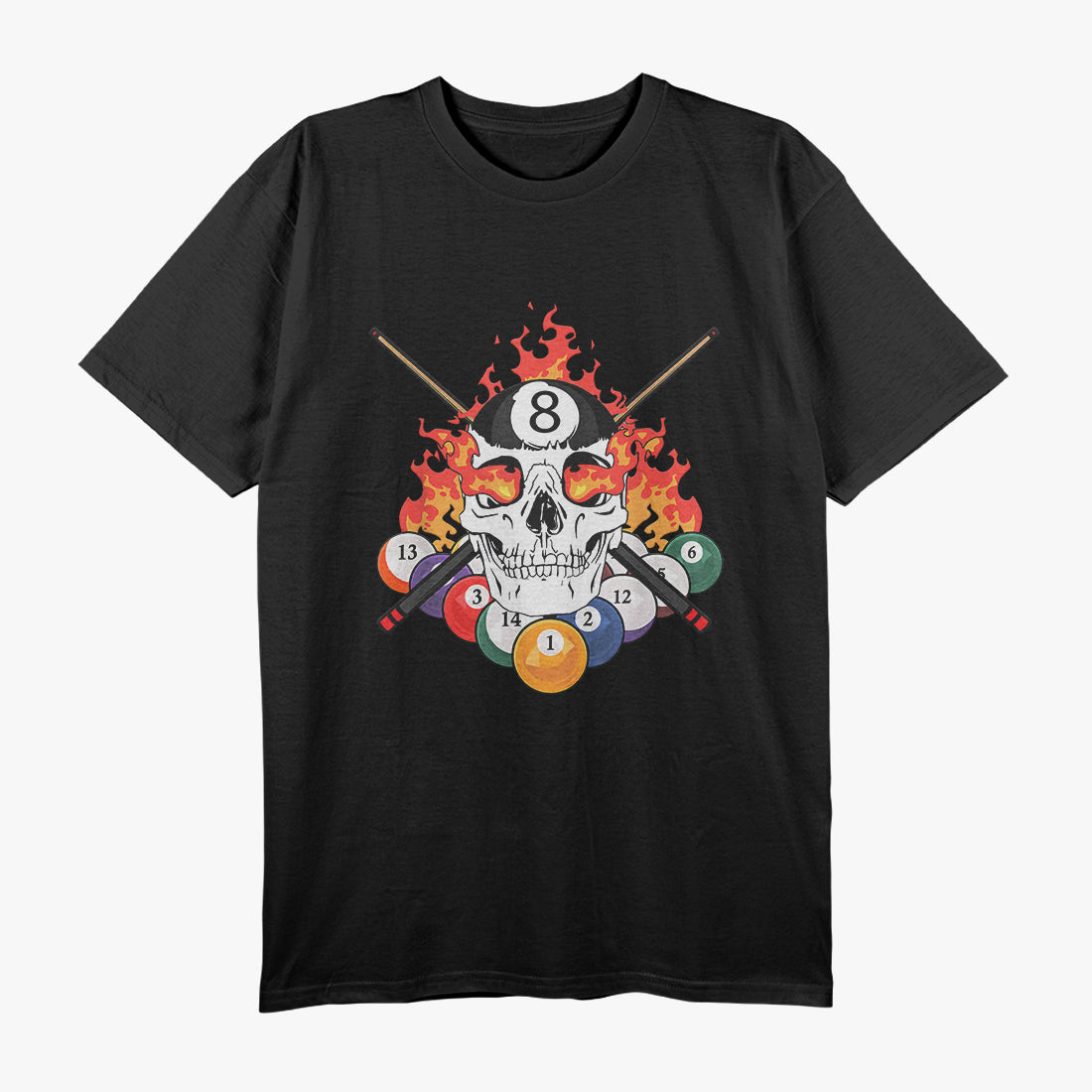 Great Pool Billiards Player – Skull Design with Billiard Cue Ball T-Shirt