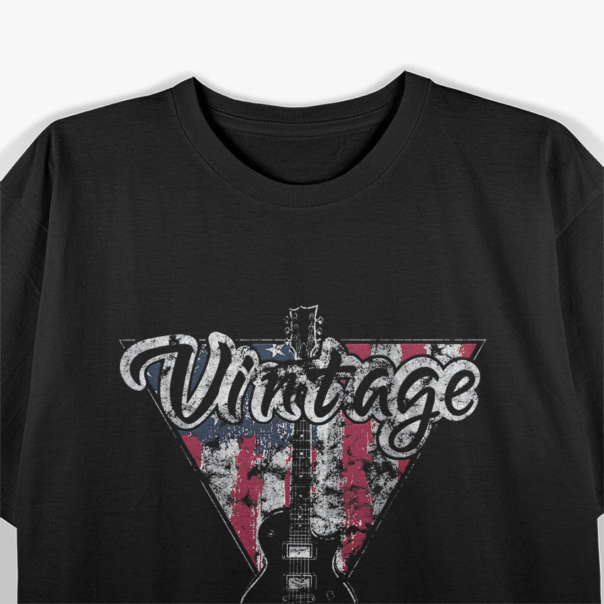 American Flag Guitar, Vintage Guitar Player Gift T-Shirt