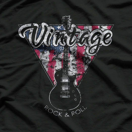 American Flag Guitar, Vintage Guitar Player Gift T-Shirt