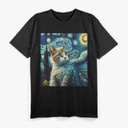 Starry Night Cat Van Gogh Painting T-Shirt
