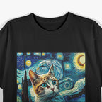 Starry Night Cat Van Gogh Painting T-Shirt