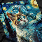 Starry Night Cat Van Gogh Painting T-Shirt