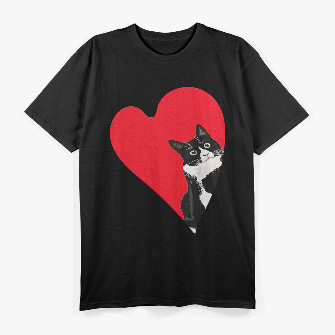 Tuxedo Cat Valentine Heart for Kitten and Animal Lovers T-Shirt