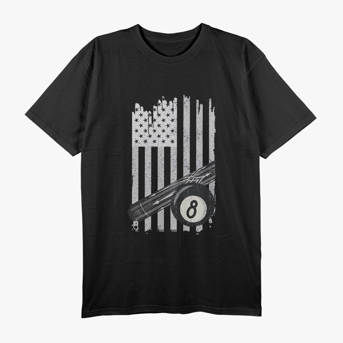 American Flag Pool Table – Billiard 8 Ball Design for Pool Lovers and Patriot Fans T-Shirt