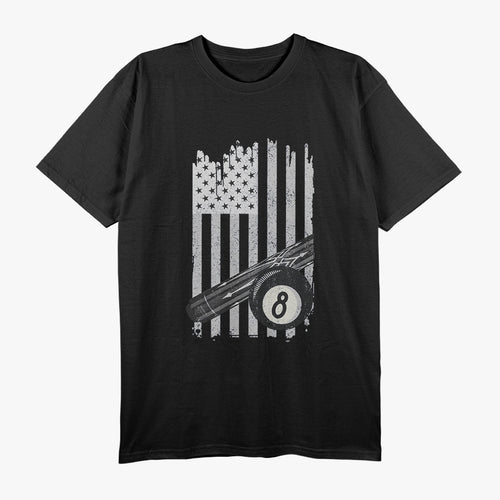 American Flag Pool Table – Billiard 8 Ball Design for Pool Lovers and Patriot Fans T-Shirt