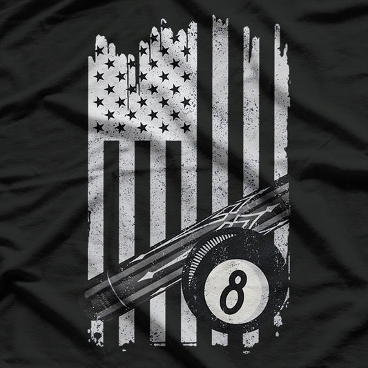 American Flag Pool Table – Billiard 8 Ball Design for Pool Lovers and Patriot Fans T-Shirt