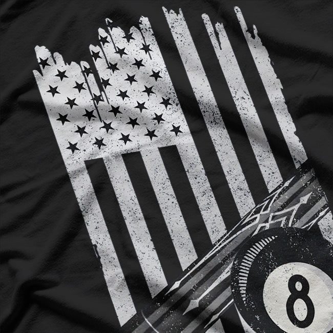 American Flag Pool Table – Billiard 8 Ball Design for Pool Lovers and Patriot Fans T-Shirt