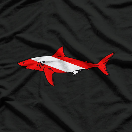 DIVE Shark Diver Down Flag Scuba Diving Graphic T-Shirt