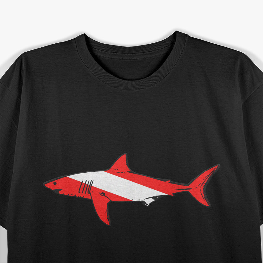 DIVE Shark Diver Down Flag Scuba Diving Graphic T-Shirt
