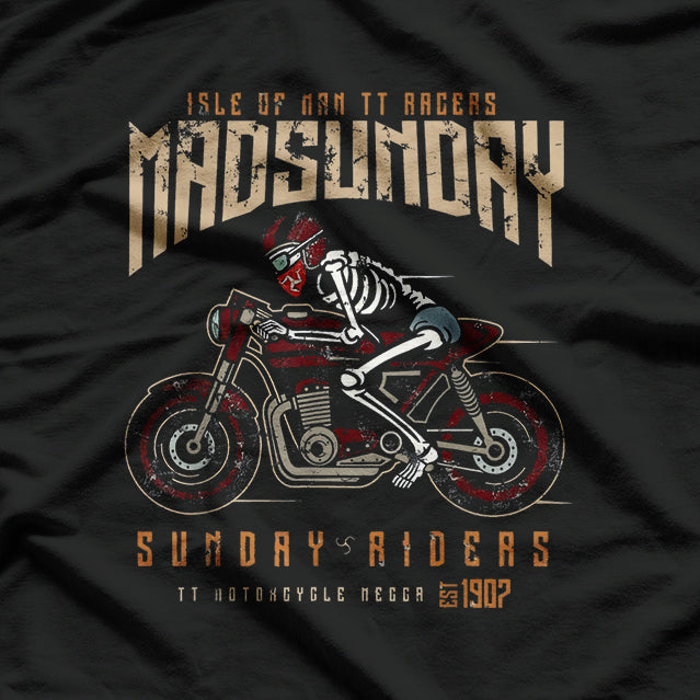 Isle Of Man Manx TT Racing Vintage Biker Mad Sunday T-Shirt