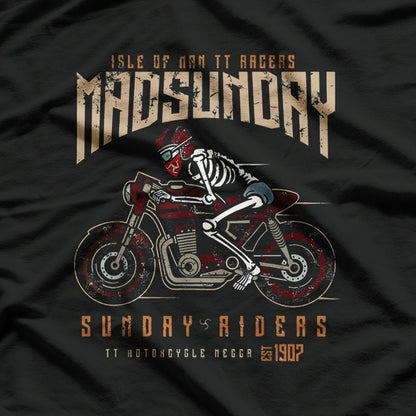 Isle Of Man Manx TT Racing Vintage Biker Mad Sunday T-Shirt