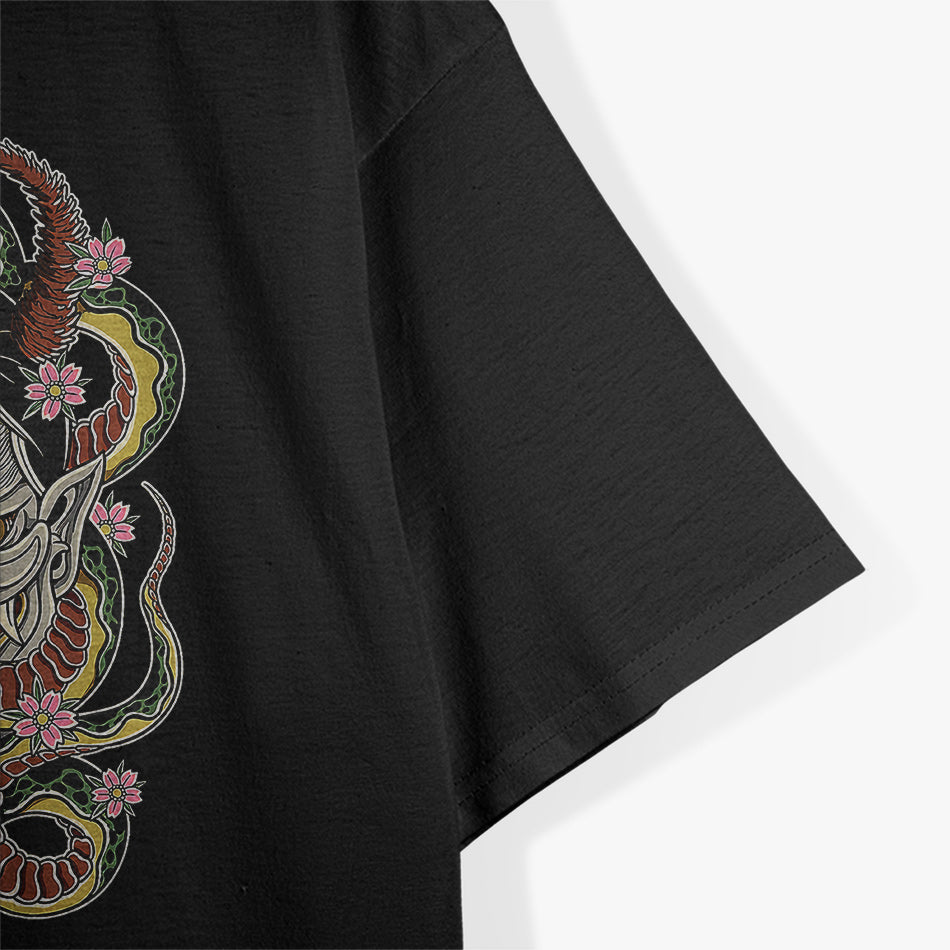 Japanese Demon Face Mask Harajuku Style Ronin Otaku Oni Yōkai T-Shirt