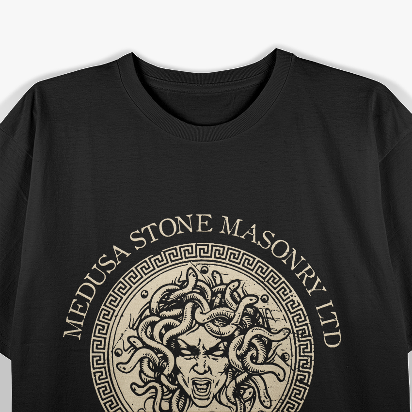 Vintage Medusa Greek Horror Gorgon with Timeless Masonry Style T-Shirt