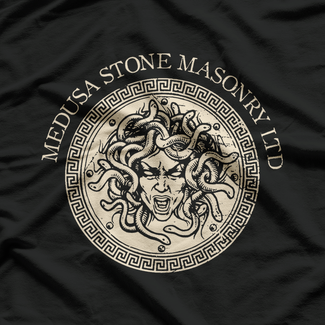 Vintage Medusa Greek Horror Gorgon with Timeless Masonry Style T-Shirt