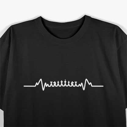 Chess Heart Beat Pulse, Game Board Pieces Dad Player Gift Birthday Funny T-Shirt