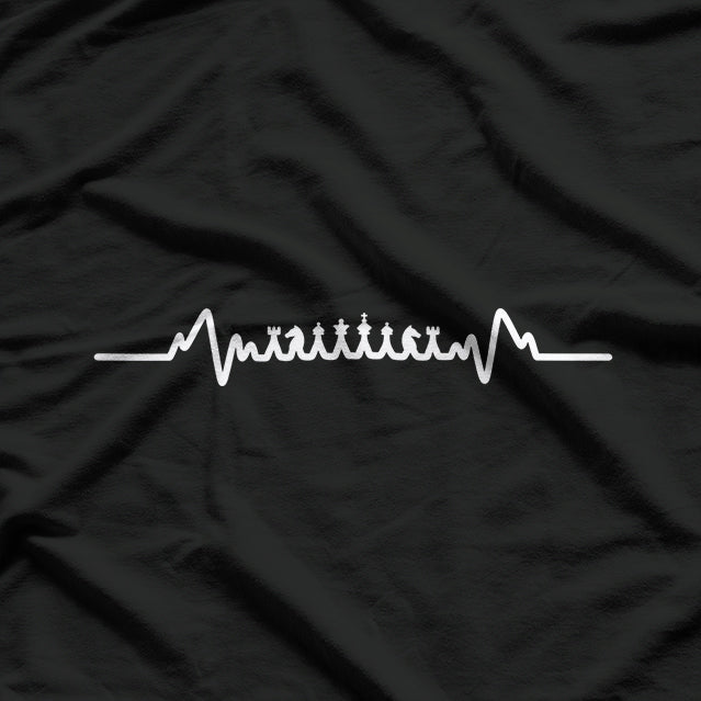 Chess Heart Beat Pulse, Game Board Pieces Dad Player Gift Birthday Funny T-Shirt