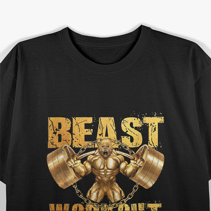 Gorilla Beast Workout Mode Gold Lifting Weights Gym T-Shirt