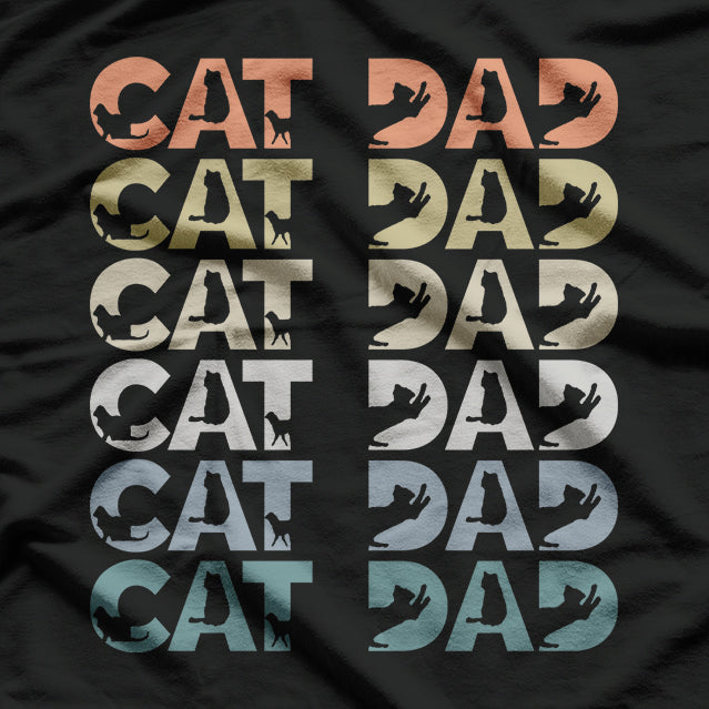 Cat Dad Ever Kitten Parents Animal Father Retro T-Shirt