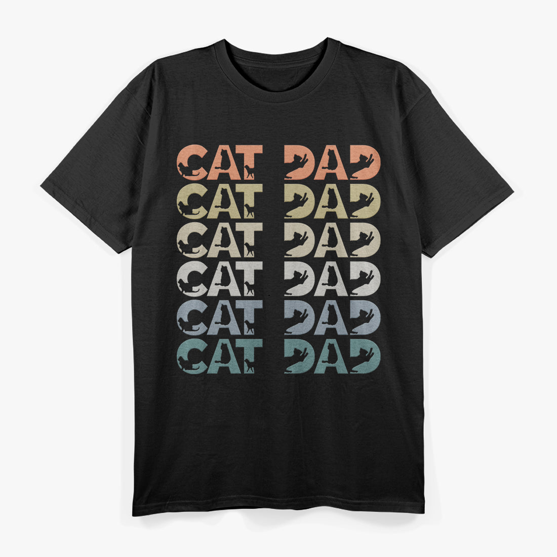 Cat Dad Ever Kitten Parents Animal Father Retro T-Shirt