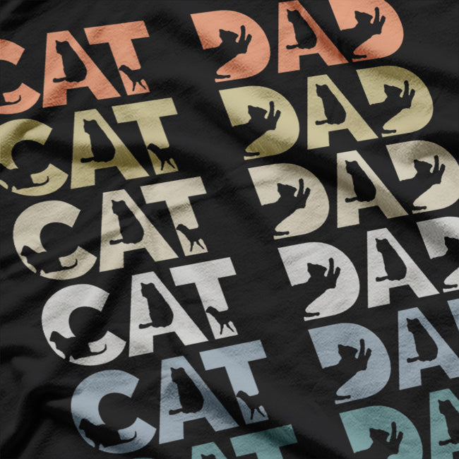 Cat Dad Ever Kitten Parents Animal Father Retro T-Shirt