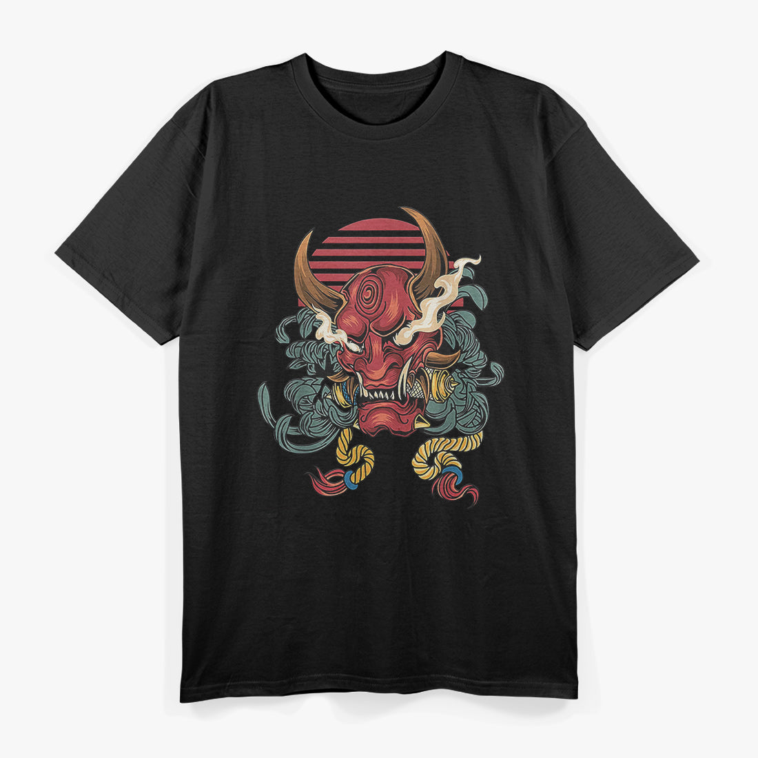Oni Mask - Japanese Devil Face with Modern Japan Street Style T-Shirt