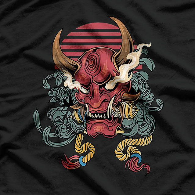 Oni Mask - Japanese Devil Face with Modern Japan Street Style T-Shirt