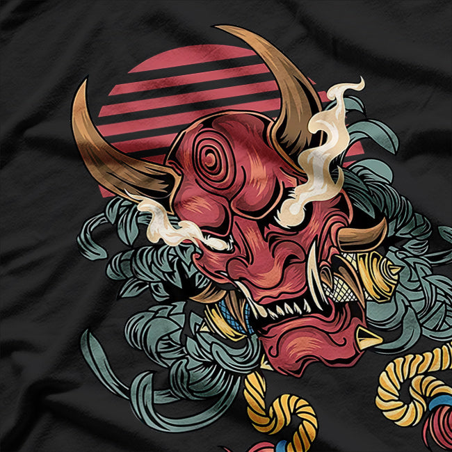 Oni Mask - Japanese Devil Face with Modern Japan Street Style T-Shirt