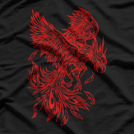 Phoenix Fire Bird Rising from Ashes of Myth and Rejuvenation T-Shirt