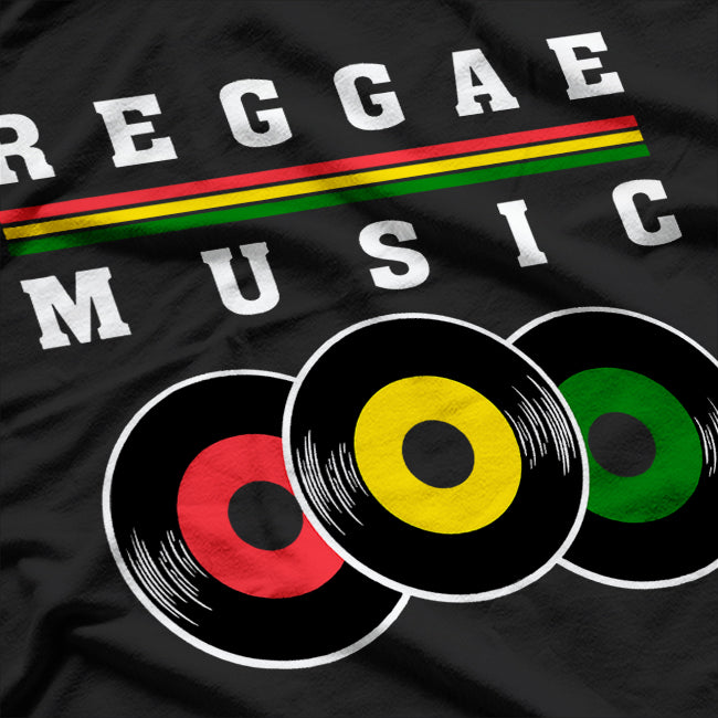 Reggae Music 7 Inch Vinyl Singles – Celebrate Jamaica, Rasta Culture T-Shirt