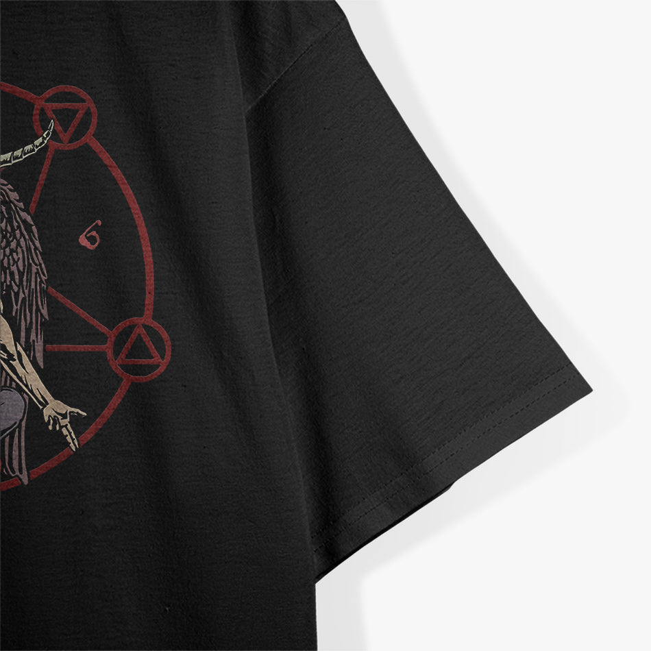 Satanic Pentagram 666 Baphomet Ritual Design for Goth Enthusiasts T-Shirt