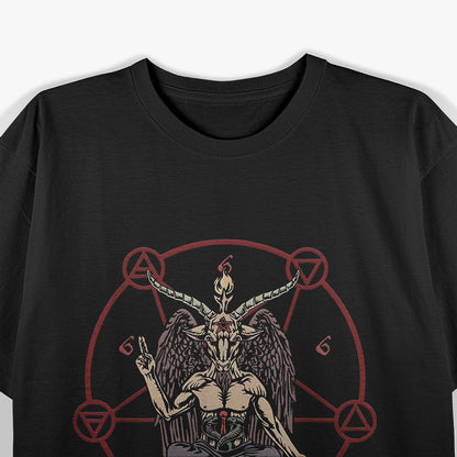 Satanic Pentagram 666 Baphomet Ritual Design for Goth Enthusiasts T-Shirt