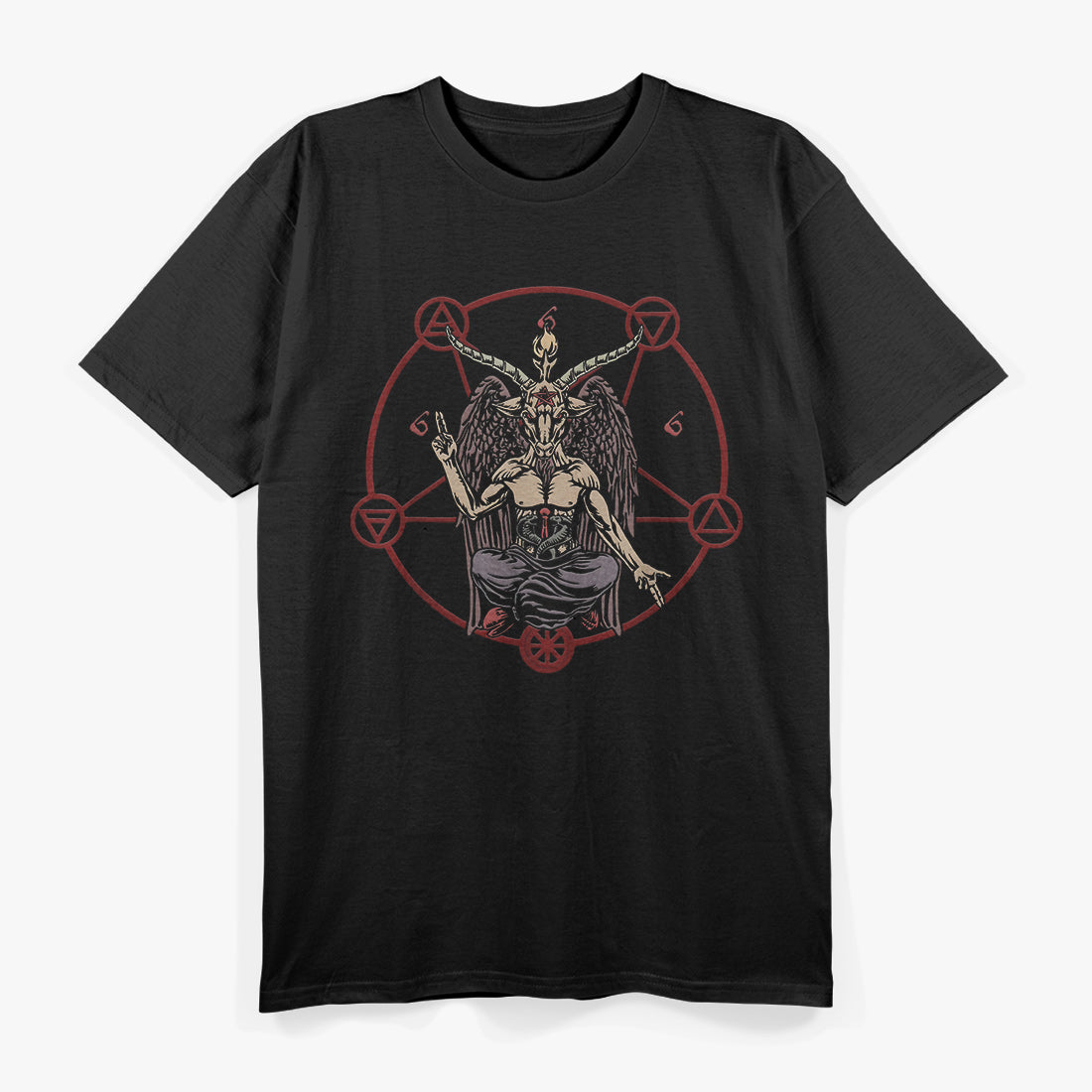 Satanic Pentagram 666 Baphomet Ritual Design for Goth Enthusiasts T-Shirt
