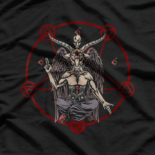 Satanic Pentagram 666 Baphomet Ritual Design for Goth Enthusiasts T-Shirt