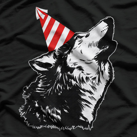 Wolf At A Party Cute Birthday Party T-Shirt