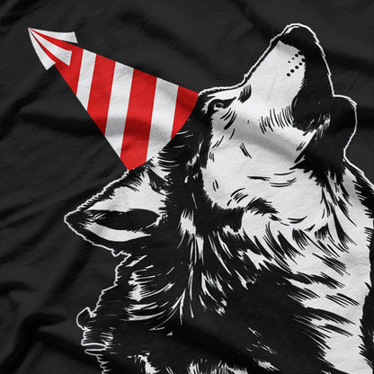 Wolf At A Party Cute Birthday Party T-Shirt