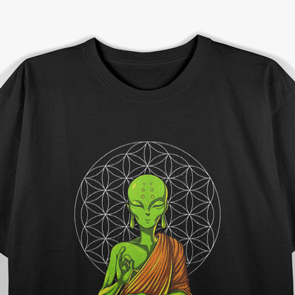 Alien Buddha Zen Yoga Meditation Spiritual Cosmic Buddhist T-Shirt