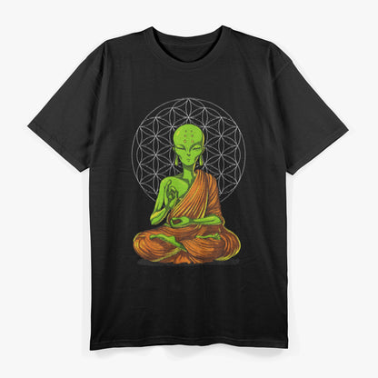 Alien Buddha Zen Yoga Meditation Spiritual Cosmic Buddhist T-Shirt