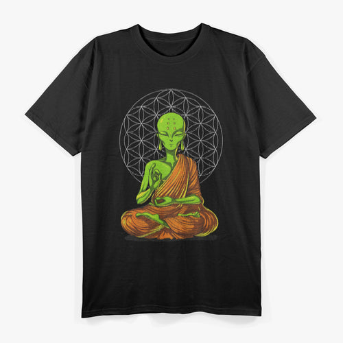 Alien Buddha Zen Yoga Meditation Spiritual Cosmic Buddhist T-Shirt